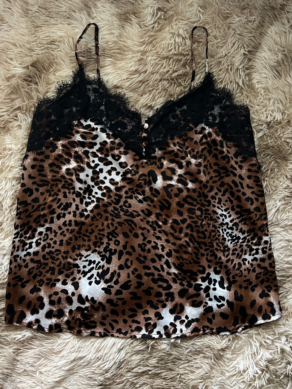 No Boundaries Leopard Print Lace Cami - Brown & Black